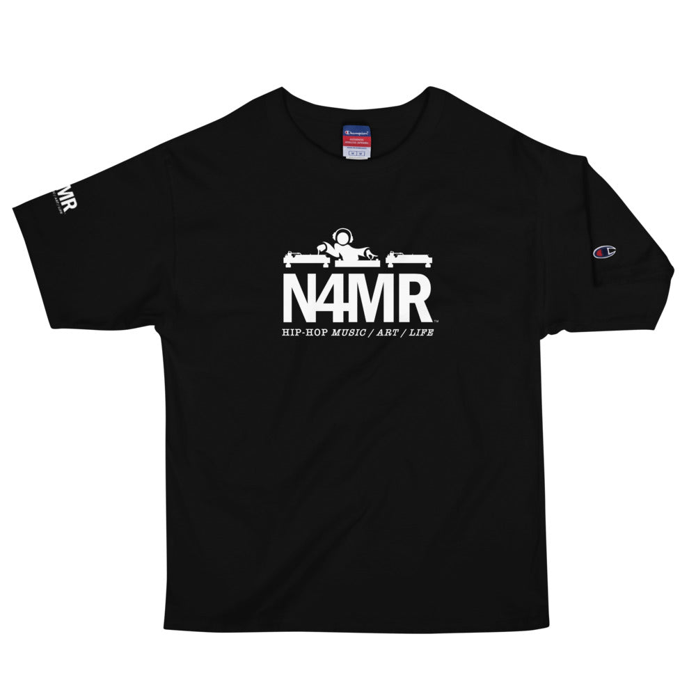 N4MR Logo with DJ t-shirt (Black & Blue) -Men's Champion T-Shirt