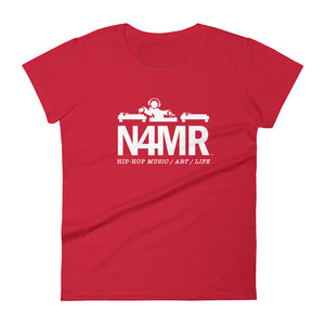 N4MR Logo with DJ t-shirt (Black, Red & Blue) Women's short sleeve t-shirt