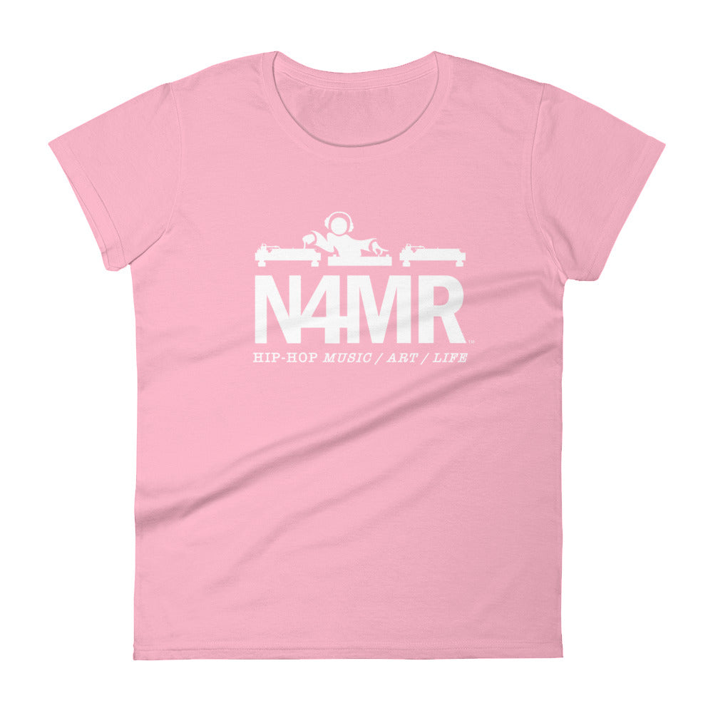 N4MR Logo with DJ t-shirt (All-White) - Women's short sleeve